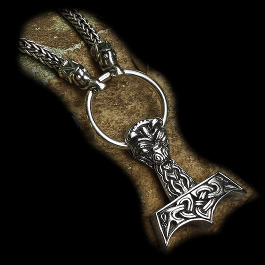 Large And Ferocious Thors Hammer in Silver or Bronze - Viking Jewelry