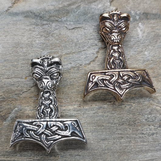 Large And Ferocious Thors Hammer in Silver or Bronze - Viking Jewelry