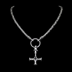 5mm Silver King Chain Thors Hammer Necklace with Ferocious