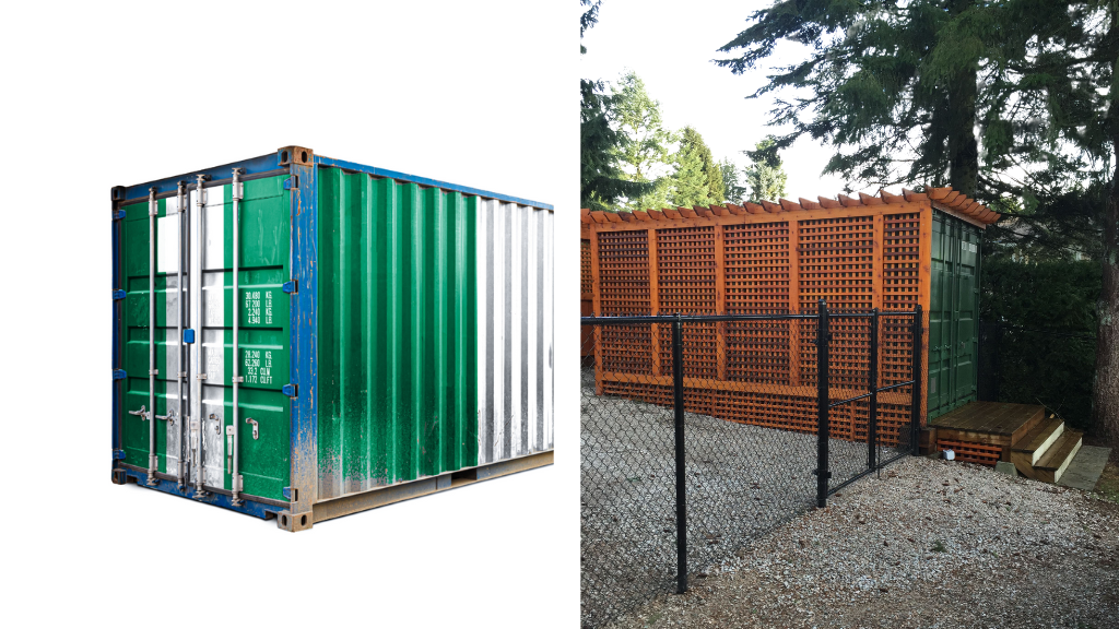 A shipping container - Before and after cladding