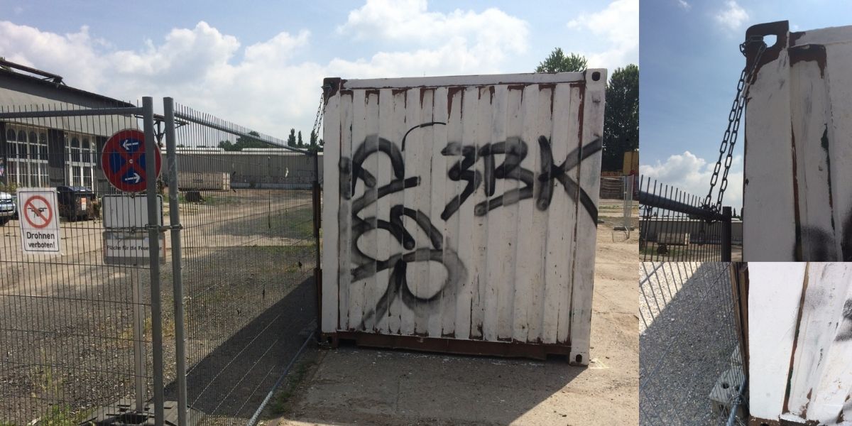 How not to attach fencing to a shipping container