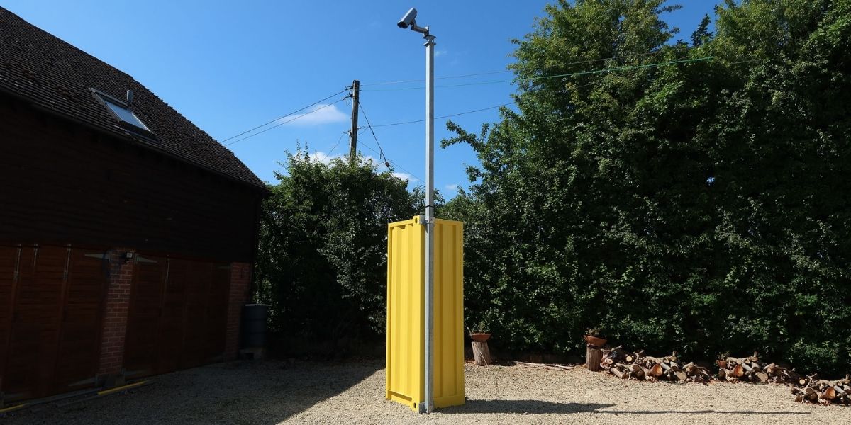 Altron pole and CCTV attached to a shipping container