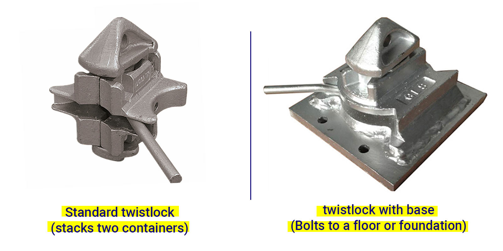 Comparing a standard twistlock and a twistlock with base