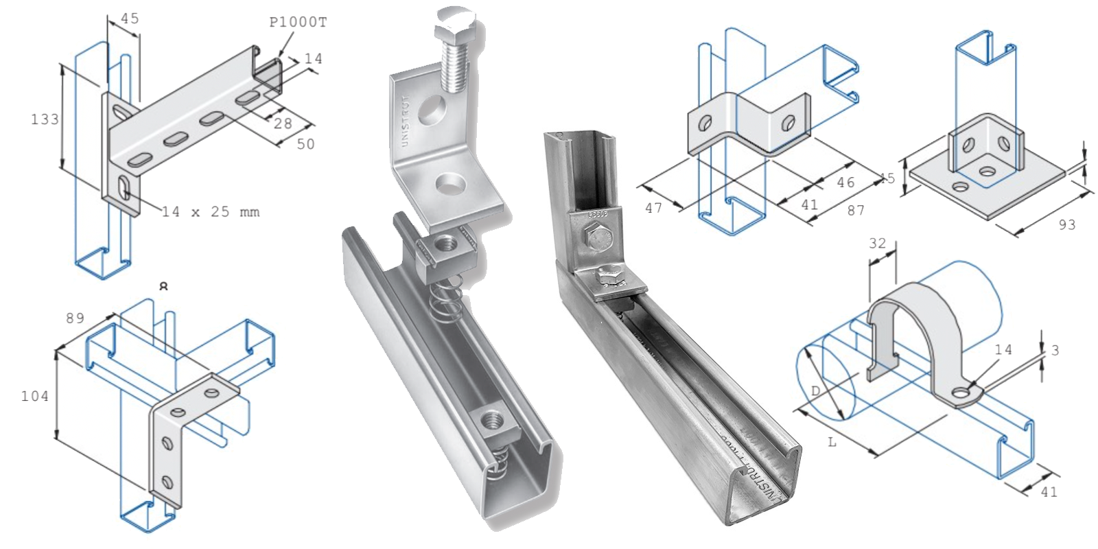 Unistrut and joint examples