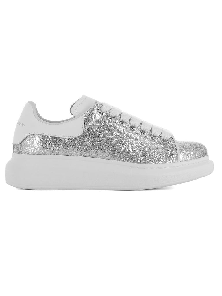 silver glitter alexander mcqueen trainers