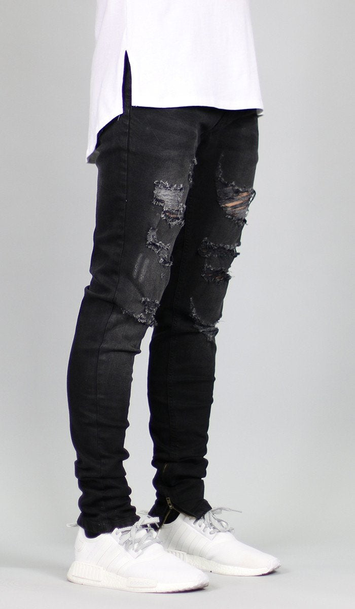 black zipper jeans