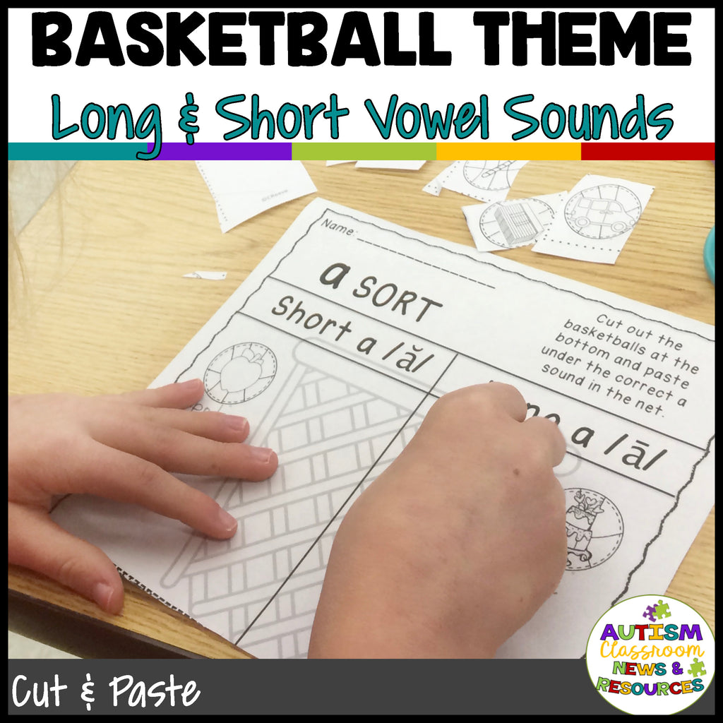 Differentiated Long and Short Vowel Sorting Worksheets: Basketball