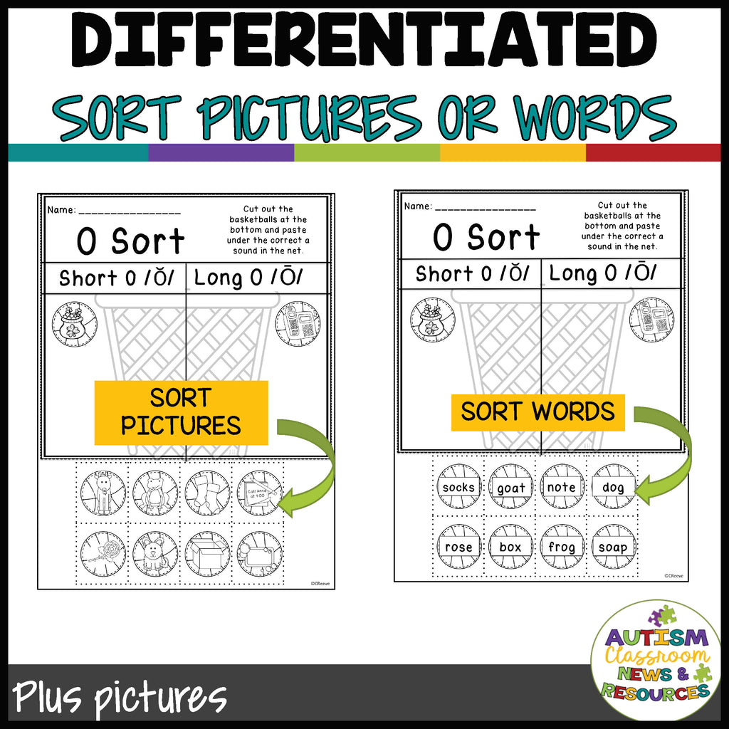 Differentiated Long And Short Vowel Sorting Worksheets Basketball