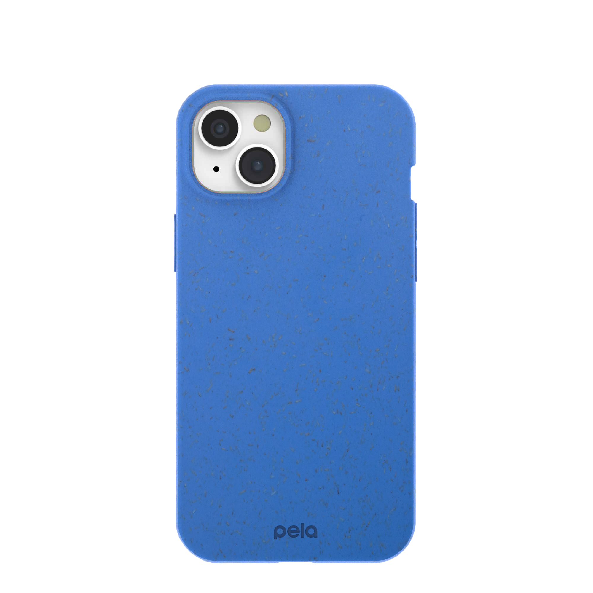 Blue Pela phone case on white background.