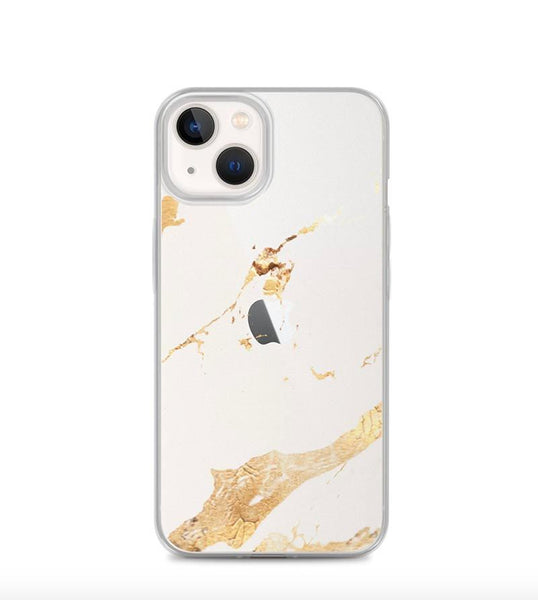 Clear phone case with slight gold veining