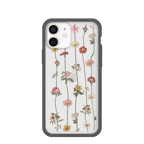 Clear mobile protective cover with floral design