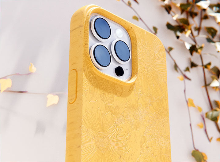 closeup yellow phone case