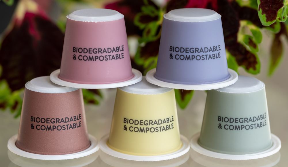 stacked compostable and biodegradable cups