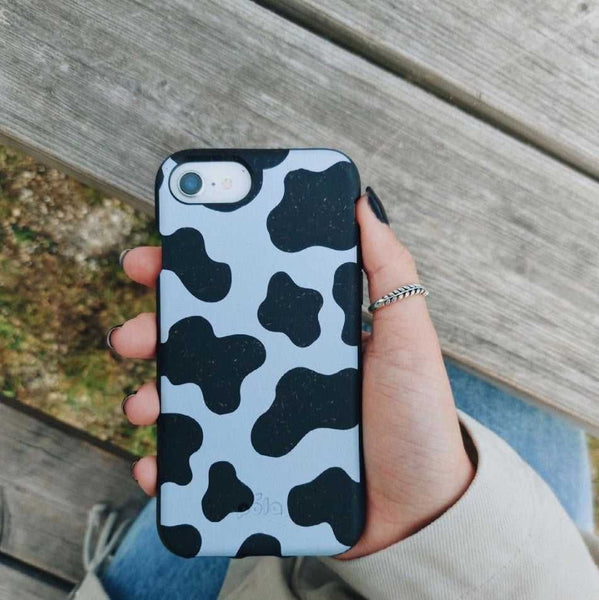 iphone case with black and white cow print