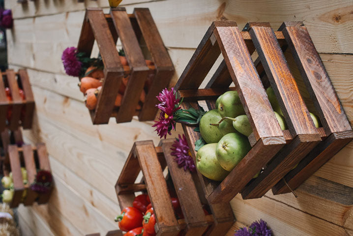 crates on wall food storage
