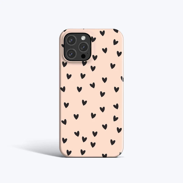 Hand holding mobile cover with tiny love icons