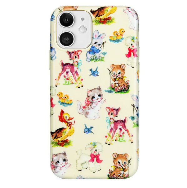 iphone case with vintage style animals on it