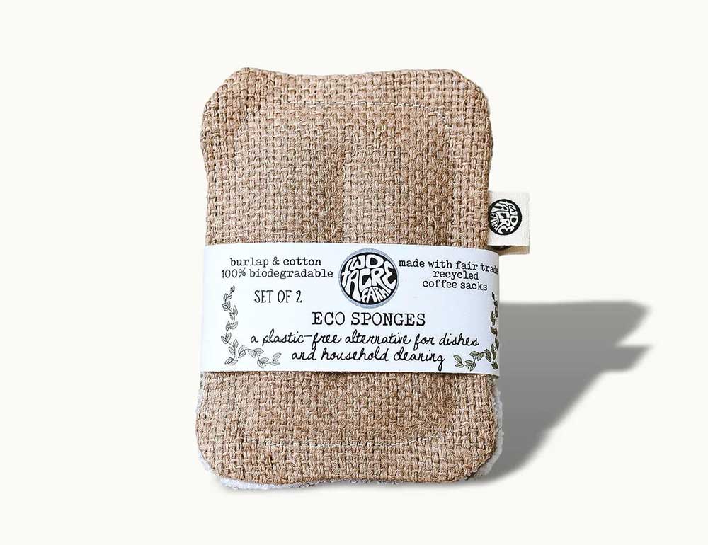 Commercially compostable dish sponge made from burlap sacks