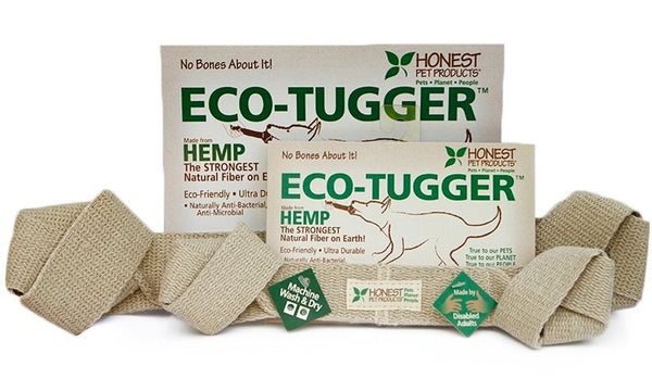 Package of 2 eco tugger hemp dog toys