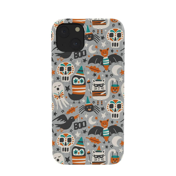 phone case with animals in masks with party hats and sugar skulls