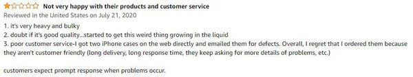 Customer complaining about their experience with CASETiFY customer service