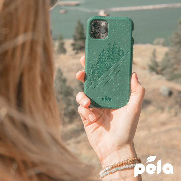 A product shot of the green summit Pela case