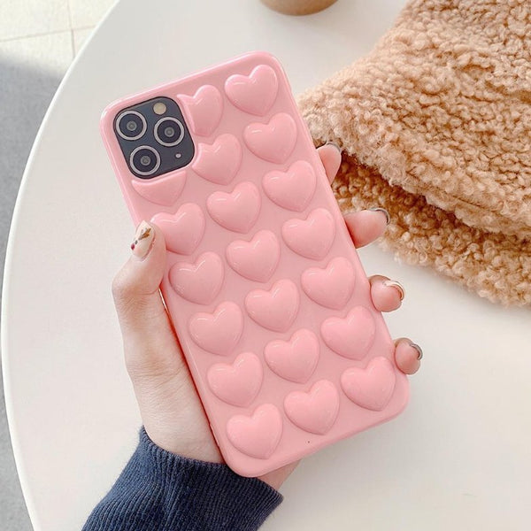Colorful 3D heart iPhone cases