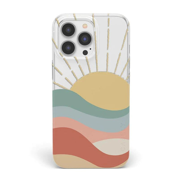 Colorblock casely case design with rising sun