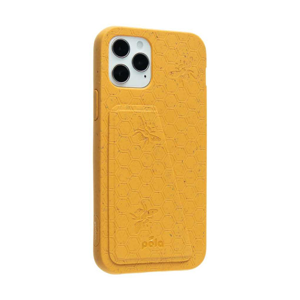 Honey yellow iPhone wallet case with bee design
