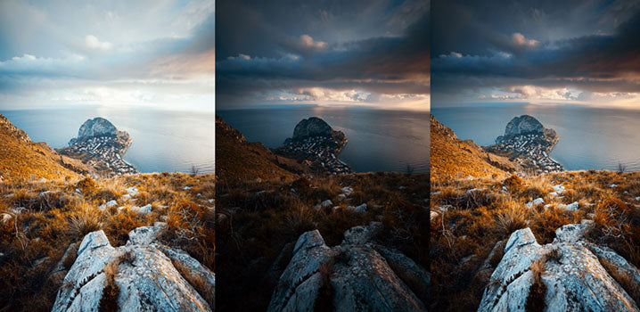 three photos different exposures