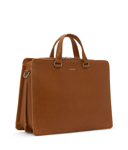 Brown vegan leather briefcase