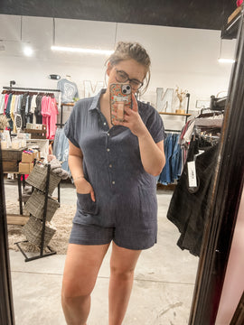 Button-Up Linen Romper