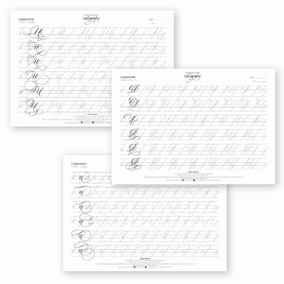 INSTANT DOWNLOAD Practice Sheets (Copperplate Flourish Minuscules & Ma ...