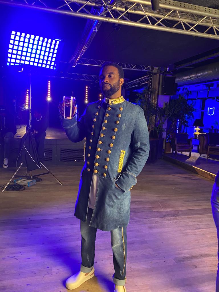 Fally Ipupa - lords&fools - embroidered denim bonaparte coat