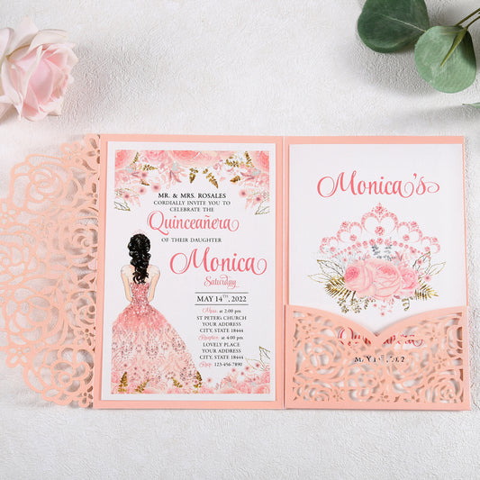 Pink/Blush Quinceanera Invitations – DorisHome