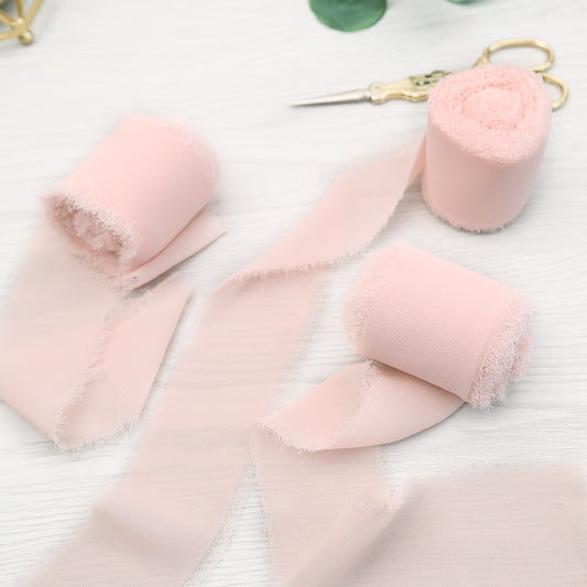 Fringe Chiffon Silk-Like Ribbons for Wedding Bouquets Decor Deep Pink+Pink  – the best products in the Joom Geek online store