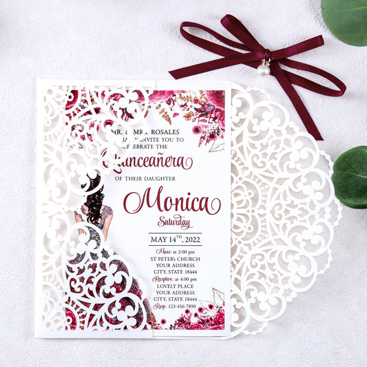 Dancing Script Quinceañera Invitations by Jill Means