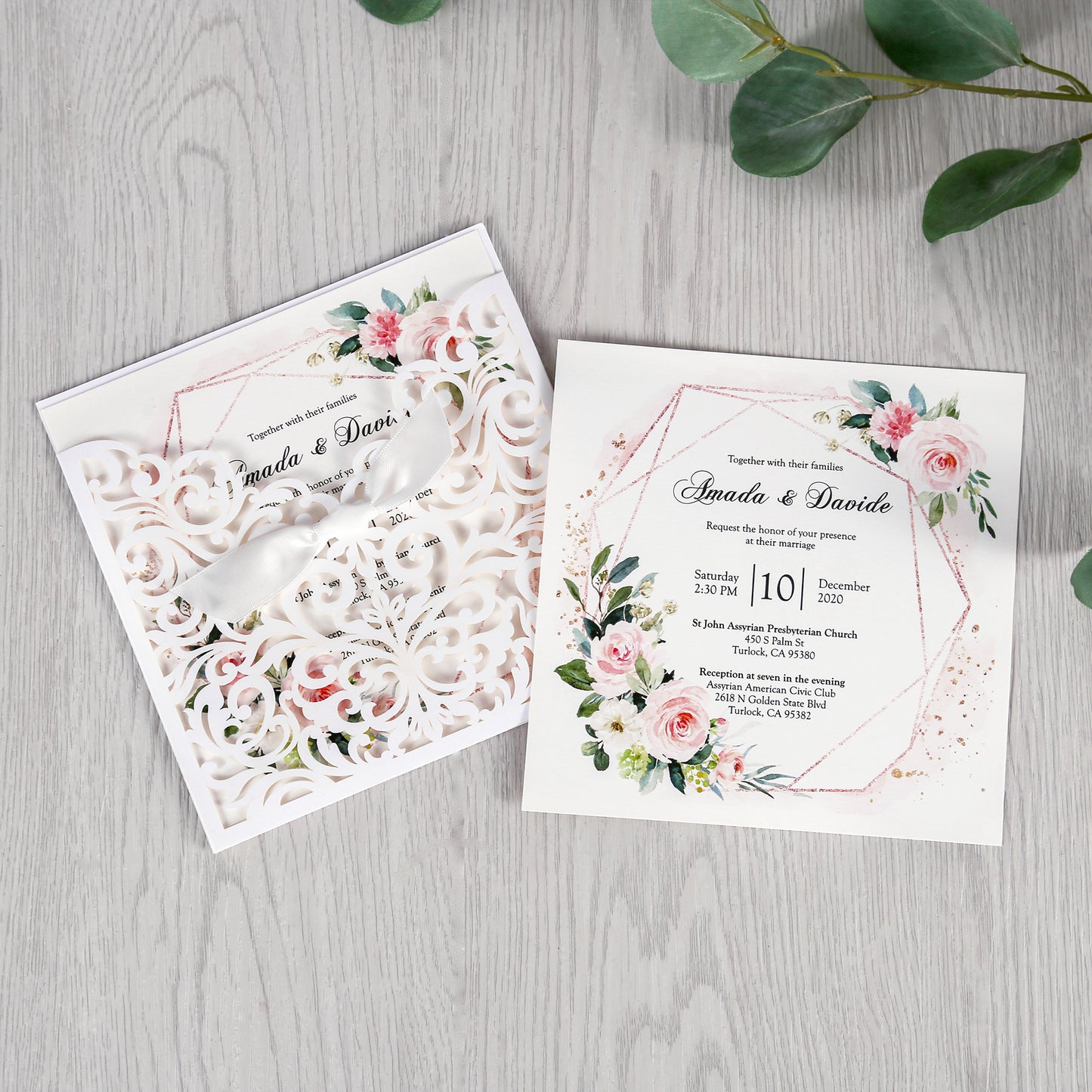 Ivory White Bowknot Lace Wedding Invitations,Invitations