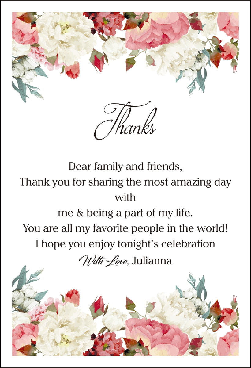 Floral Flower Greeting Cards Thank You Cards, THANKYOU01 \u2013 DorisHome