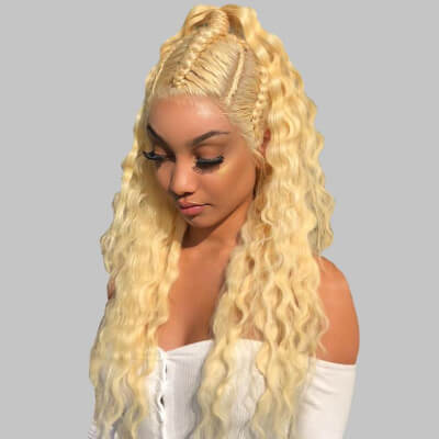 613 blonde water wave hair