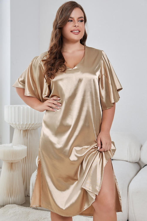 Plus Size Lace Trim Slit Cami and Pants Pajama Set – Flyclothing LLC