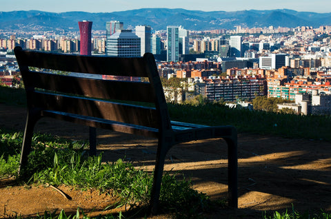 bench overlooking barcelona city