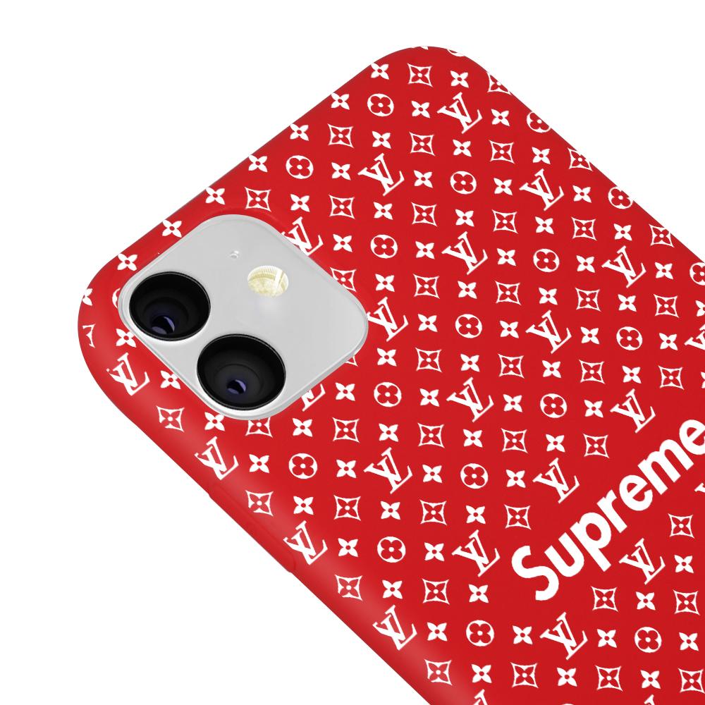 Louis Vuitton Supreme Iphone 11 Phone Case Red World Leather Design