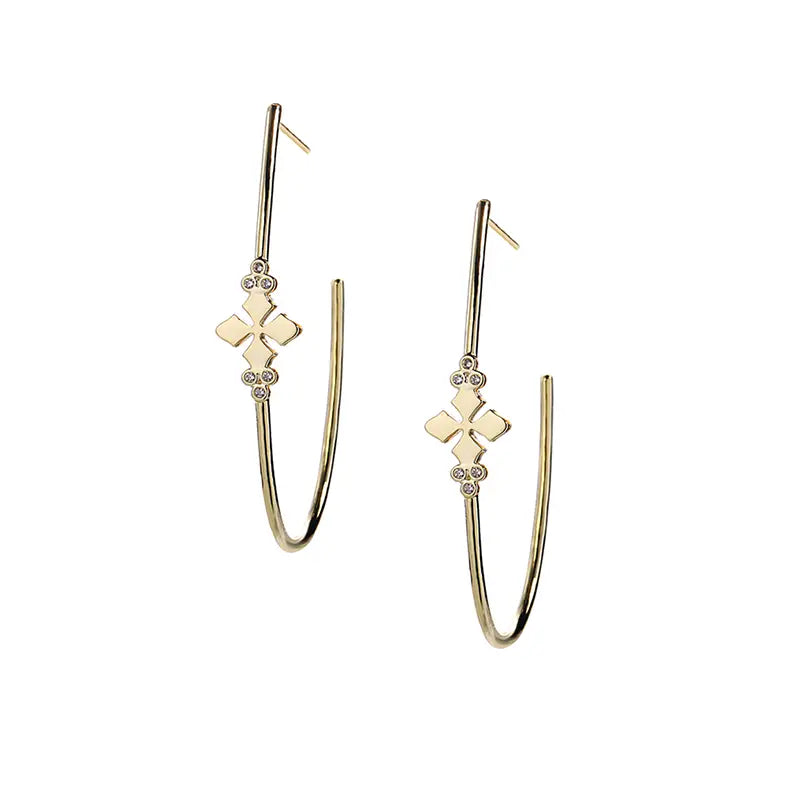 Natalie Wood - Believer Cross Hoop Earrings in Gold