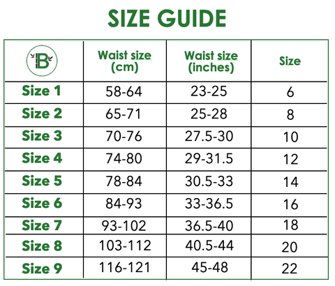 Knickers size chart – The Bamboo House