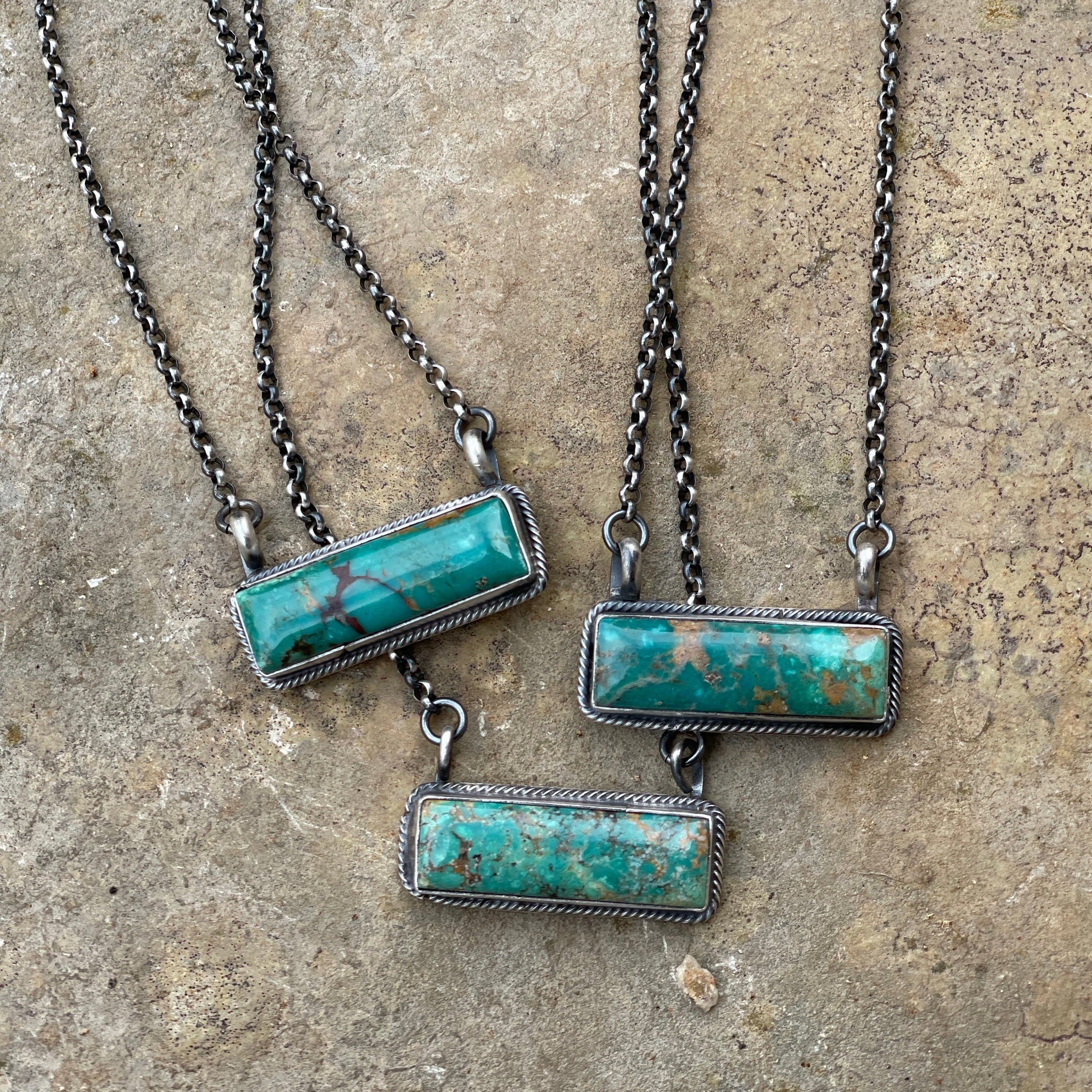 genuine turquoise bar necklace