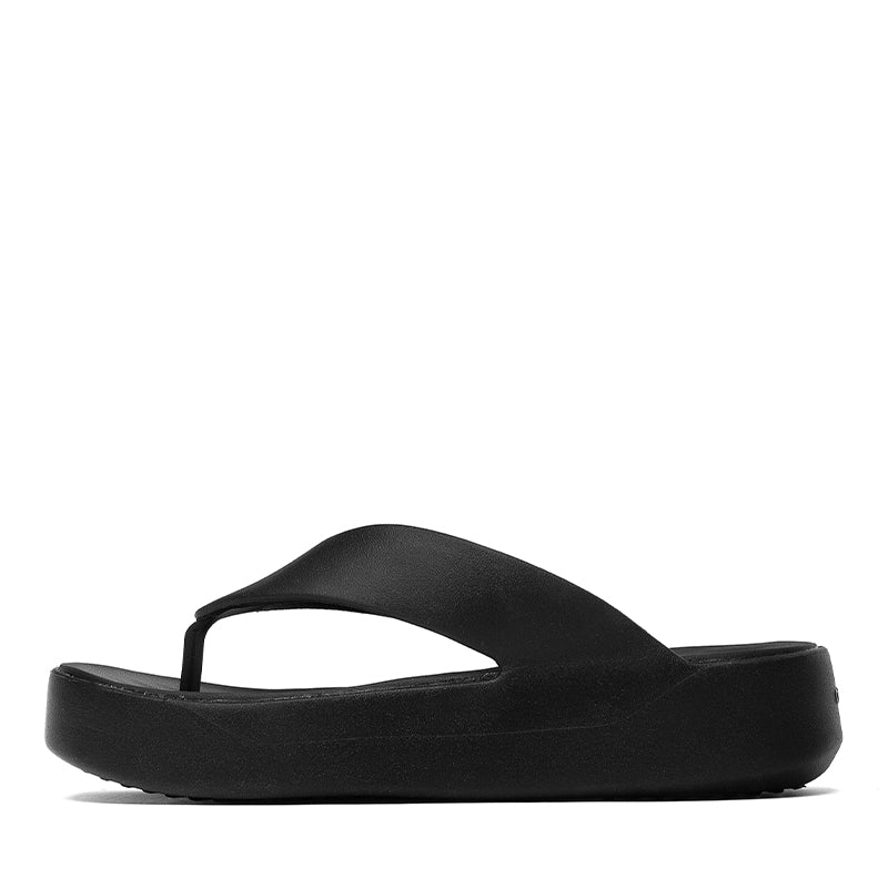 Ginza leather and suede platform flip flops