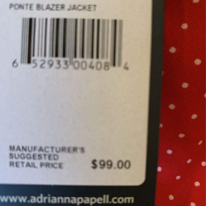 Adrianna Papell Womens Blazer Red White 1 Button Polka Dot Lining Jacket XL New