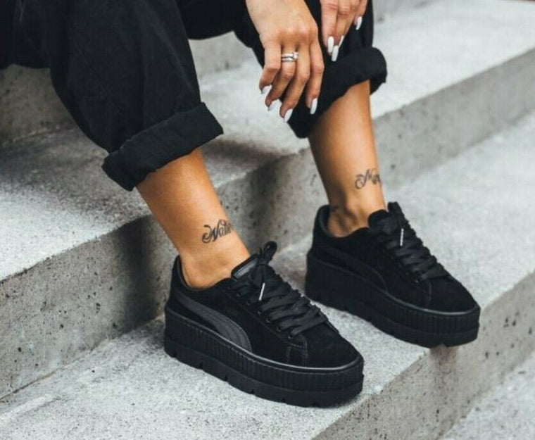 Puma Women's Platform Black Suede Sneakers. Sz: 8
