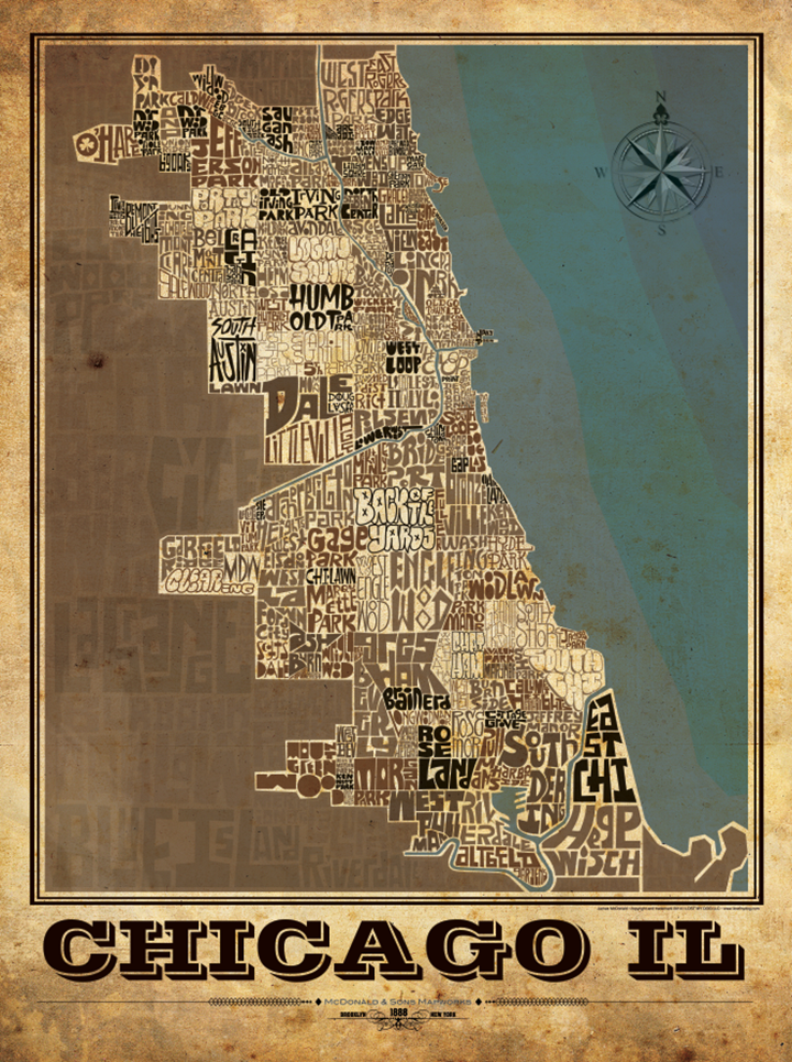 Chicago Neighborhood Type Map – LOST DOG Art & Frame
